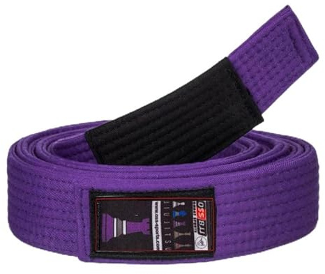 OSS - Brazilian Jiu-Jitsu Belt 100% Cotton Durable BJJ Belt IBJJF Approved Adult’s Size (Purple, A2)