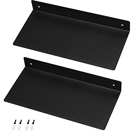 Ihomepark Etagères Murales, 30cm Etagere Flottante en Fer Design Industriel Décoration d'étagère Capacité de Chargement 20kg, pour Salon Chambre Bureau Salle de Bains et Cuisine/ 2 Pièces/Noir