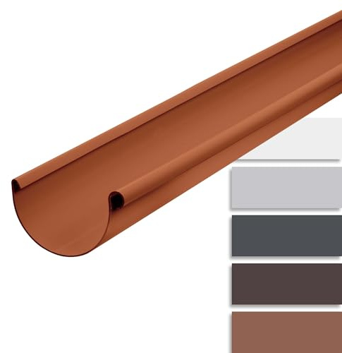 INEFA Dachrinne Kunststoff halbrund 200cm NW150 / 150mm, Braun, Regenrinnen PVC, einfache Steckmontage, Made in Germany