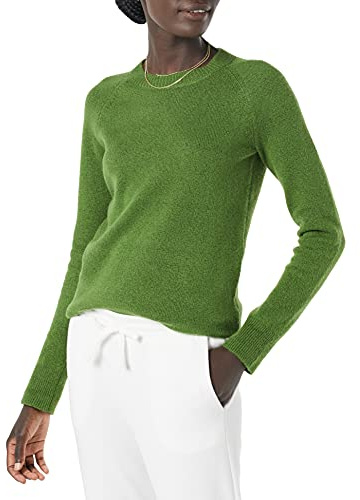 Amazon Essentials Suéter de Manga Larga Suave al Tacto para Mujer, de Ajuste clásico, con Cuello Redondo, Verde,