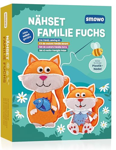 Smowo® Filz Nähset für Kinder - Stofftiere selber nähen - Bastelset inklusive Nähanleitung & Video - Für Mädchen und Jungen