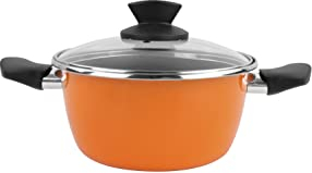 MAGEFESA Cacerola con Tapa 16Ø - Valencia New. Antiadherente bicapa Reforzado. Fondo 100% Full Induction. Exterior Naranja. 50% Ahorro energético.