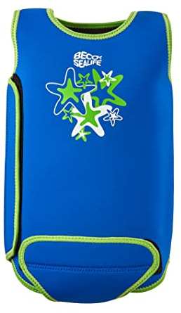 Beco-Sealife Baby-Schwimmanzug, wärmender Baby-Neoprenanzug aus 2 mm SCR-Neopren, Unisex Baby Badeanzug mit UV Schutz UPF 50+ für Jungen & Mädchen – in Blau, 3-6 Monate