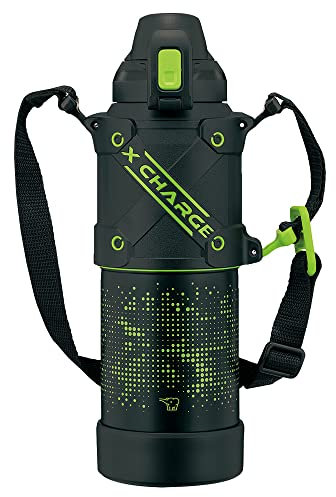 Zojirushi SD-HA10-BG - Botella de agua, sin costuras, tipo deportivo, gran capacidad, 3.3 galones (1.0 L), bebida directa, botella fría de acero inoxidable, color negro lima, arandela integrada, fácil