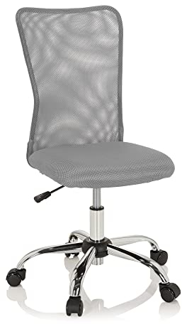 hjh OFFICE 691016 Kinderdrehstuhl KIDDY NET I Stoff/Netz Grau Kinderschreibtischstuhl mitwachsend, ohne Armlehnen