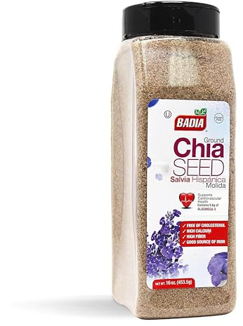 Badia Ground Chia Seeds, 16 oz – Superfood for Smoothies, Baking & Cooking – Source of Fiber, Omega-3 & Protein
