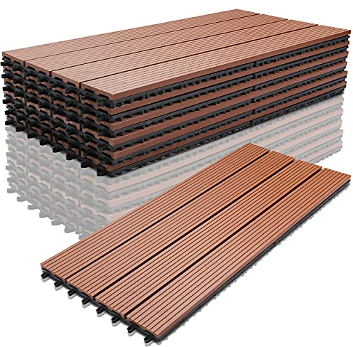 Ansobea 60er Pack WPC Terrassenfliese,Braun Holzfliesen 30x60 cm - 10 m² .Ideal für den Außenbereich Klickfliesen für Balkon, Garten & Terrasse | einfach, schnell & praktisch verlegt