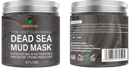 Besstoil Totes Meer Schlammmaske für Gesicht und Körper, natürlich, vegan, grausam-freie Kosmetik - Mineralreich, hydratisiert, entgiftet, reinigt tief die Haut für Männer oder Frauen 230g