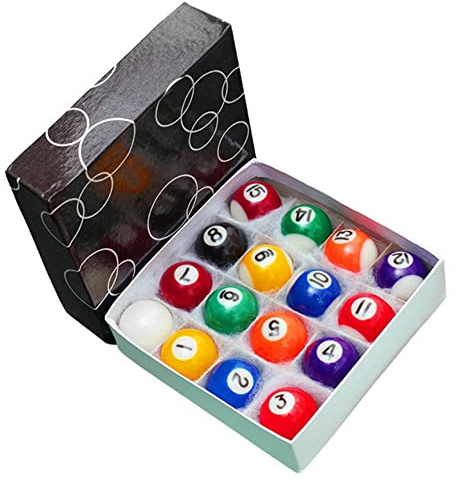 Lobamop Professional 25mm Children Billiards Table Balls Set Resin Mini Pool Cue Balls Full Set (16 Pcs)