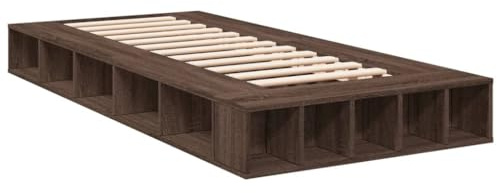 vidaXL Bettgestell, Bett mit Stauraum für Schlafzimmer, Bettrahmen mit Lattenrost, Schlafzimmerbett Einzelbett, Braun Eichen-Optik 100x200cm Holzwerkstoff