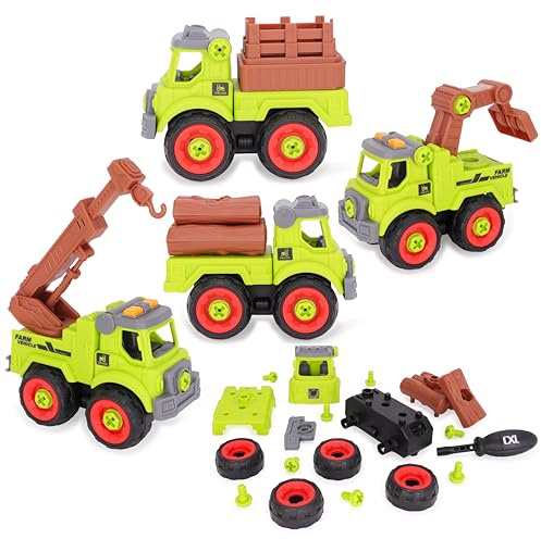 Toyland®-set med 4-11 cm (4,3) DIY-lantbruksfordon och skruvmejsel - Montera och bygg dina egna jordbruksfordon - Leksaksbilar