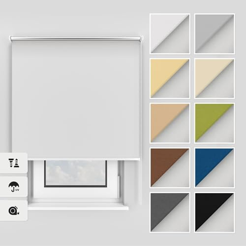 Estika Thermo rollos mit Bohren 125x220 cm Farbe: Weiß, Verdunklungsrollo Deckenmontage und Wandmontage, Thermorollo hitzeschutz, Jalousien Fenster