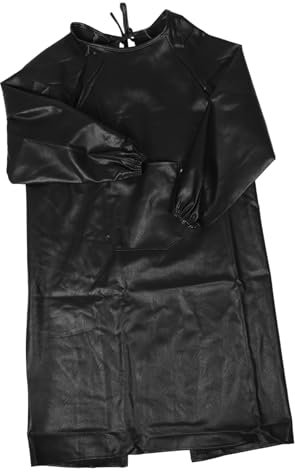 ROMISBABA Leather Jacket Smock for Lab Work and Dog Grooming Full Coverage Long Sleeve Apron Kitchen House Cleaning Protective Wear