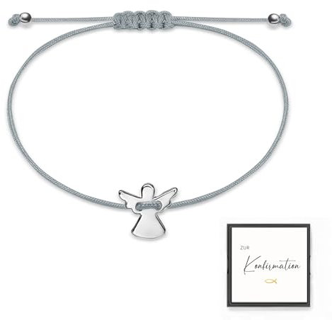 Konfirmation Geschenk, Schutzengel Armband Junge Silber Verstellbares mit Karte & Geschenkbox, Konfirmationsgeschenke für Jungs, Geschenke zur Konfirmation Kinder und Erwachsene