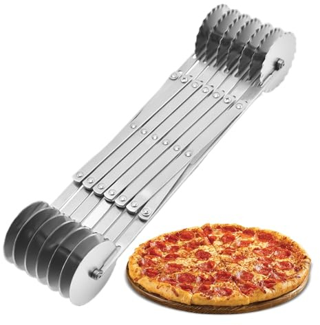 Sghtil Cortador de pizza, rueda de corte de pasta, rodillo para pasta, cortador de de acero inoxidable, divisor escalable para raviolis, lasaña, gofres