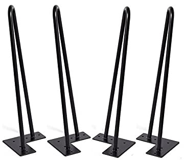homewell Pieds de Table en Épingle à Cheveux de 30 cm, DIY Pieds de Meubles, Pied de Table Basse Industrielle avec 3 Tiges Robustes (Noir)