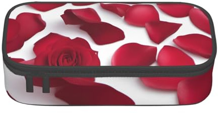 DDSFvbv Red Rose Petals Pencil Case - Student & Office Supplies - Item Storage Bag- Makeup Bag- Large Stationery Bag