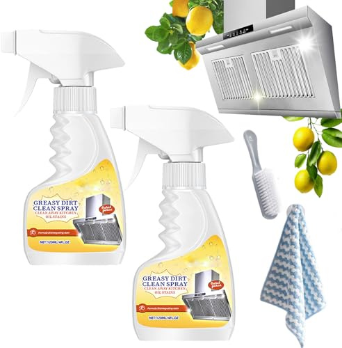 Greasy Dirt Clean Spray, 120 ml köksfronter rengöringsmedel instantly Decomposes Stubborn Stains And Oil Stains, Stain Cleaner för köksfläktar, ugnar, köksredskap med mera (2 st)