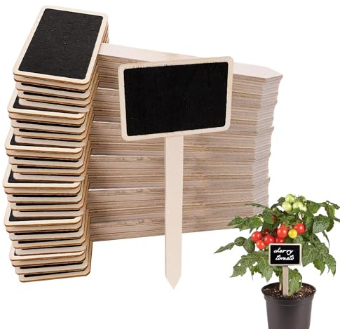 30PCS Wooden Plant Label Vegetable Plants Label for Outdoor Plants T-Type Mini Chalkboard Garden Flower Slate Plant Labels Sign Tag Markers