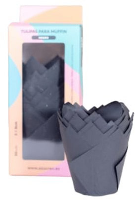 Azucren, Moldes Magdalenas Papel, Tulipas Negras de Papel para Muffin y Cupcake, Decora de Forma Rápida y Sencilla Todo tipo de Creaciones, Halloween, Navidad y más, 50 Ud