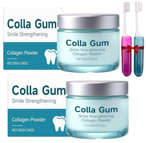 Collagum Smile FöRstäRkande Kollagenpulver,Berikat Med Hydroxiapatit & Kollagen,FläCkborttagning, FöR TandköTts- Och EmaljvåRd,Frisk AndedräKt,Daglig MunvåRd. (2 st, d002)