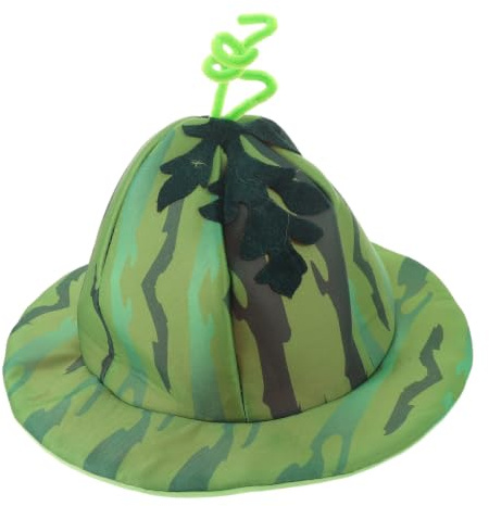 Beaupretty Lightweight Breathable Watermelon Shaped Fruit Costume Hat Made of Cloth with Realistic Texture and Watermelon Patterns, for Summer Vacation and Fruit Cosplay Parties