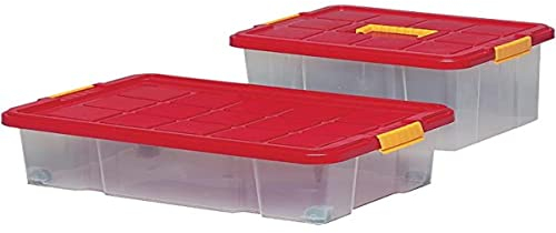 Unimet Unterbettbox mit Rollen 60x40x18cm, Box transparent, Deckel farblich sortiert