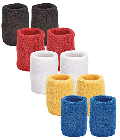 Unique Sports Multi Color Pack Sports Wristbands for Basketball Leagues, 5 pair of Wristbands per pack