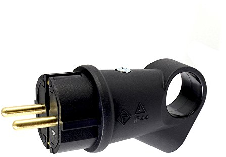 Gummi-Schuko-Stecker, Schukostecker 220V, IP44 schwarz