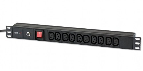 Techly I-CASE STRIP-10C rack tillbehör - rack tillbehör (svart, aluminium, kraftstång, 1U, C13 VDE, AC)