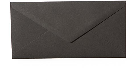 Paper24 25 Briefumschläge schwarz DIN lang 110x220 mm, 11x22 cm, ohne Fenster, Ideal für Einladungskarten Hochzeit Geburtstag u. ä.