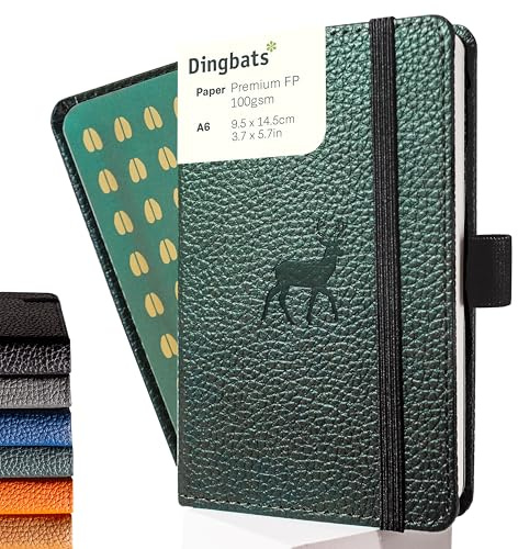 Dingbats* - Faune Petit Carnet de Notes A6 Blanc - Couverture Rigide, Journal en Cuir PU - Poche, Fermeture élastique, Porte-stylo, Marque-page