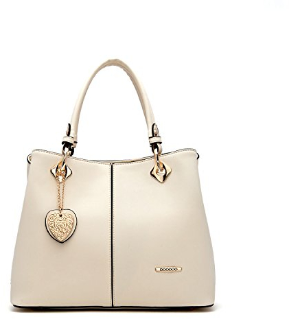 DEERWORD Damen Taschen Handtasche Frauen Elegant Tasche Henkeltasche Vintage PU-Leder 3001 1-teilig set Nicht-Gerade Weiss