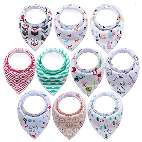 10-pack baby bandana dregel haklappar superabsorberande bomullsmatning haklappar