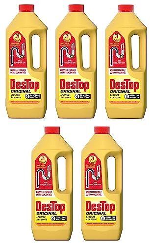 DESTOP Déboucheur Liquide ORIGINAL - 4 doses par Flacon de 950ml - Lot de 5