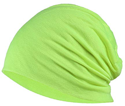 YOFASEN Slouchy Beanie mössa – Chemo Cancer huvudbonad av bomull, sovmössa, turban, huvudbonad, stretch, muslimsk huvudduk för kvinnor och män, Fluorescerande gul, one size