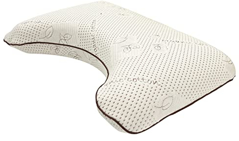 ABAKUHAUS Orthopädische Crescent Visco-Kissen Organic Cotton Cover, Visco mit abnehmbarem maschinenwaschbar Sham Side Sleeper Schaumstoffpolsterung Elastic Anti Snore, 61 cm x 41 cm, Creme Brown