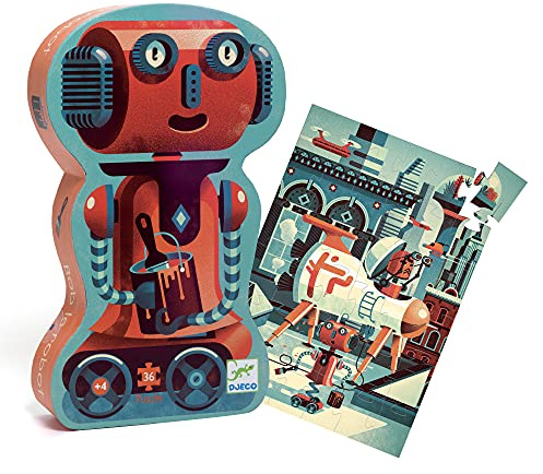 DJECO - P. Sagoma Bob il Robot Puzzle ad incastro e puzzle, Multicolore (37239)