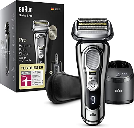 Braun Series 9 Pro Premium Rasierer Herren, 4+1 Scherkopf, Elektrorasierer & Trimmer, Reinigungsstation, 60 Min Laufzeit, 9466cc, chrom