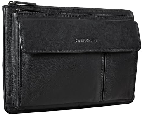 STILORD Dalton arbetsmapp A4 läder konferensmapp 13,3 tum laptop sleeve dokumentväska äkta läder Farbe:Svart