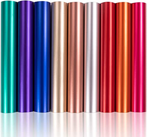 HTVRONT 9 Farbe Selbstklebende Vinylfolie, 30.5 x 30.5 cm Chroom Vinylfolie Metallic Set für Cricut-Maschine und Silhouette-Cameo