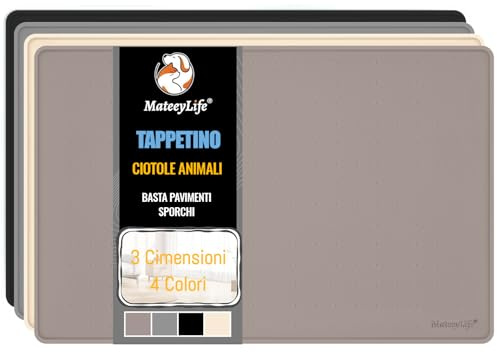 MateeyLife Silikon Napfunterlage Katzen & Hund, Katzennapf Unterlage Hundenapf rutschfest, wasserdichte Unterlage Futtermatte Hund, Futterunterlage Katz Groß, Mittle und Klein, 46x31cm, Graubraun