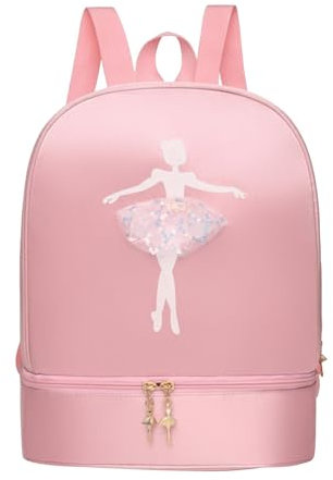 Amagogo Ballett-Tanz-Rucksack, Mädchen-Ballerina-Tasche, tragbare Sporttasche, Kinder-Rucksack, Ballett-Tanz-Tasche mit Schuhfach zum Tanzen, Rosa