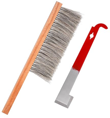 IWOWHERO Professional Beekeeping Tools Hive Tool Brush Metal Hook Bee Hive Brush for Cleaning
