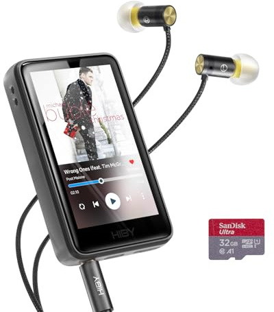 HiBy R1 HiFi MP3-spelare med Bluetooth 5.1 Hi-Res ljudcertifierad DSD 256 Native Tidal Qobuz Player MSEB Tuning 3 Touchscreen 32GB+ Yves hörlurar
