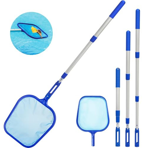 Retino per Piscina con 108-140CM Palo telescopico, Rete della Piscina Schiumatoi per Piscina Pulizia delle Foglie della Piscina, Rete Fine per la Pulizia Piscina Skimmer per Fontana Stagno