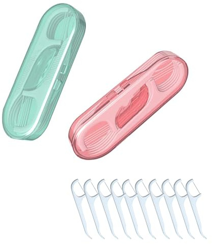 Aiweijia 2 PCS Travel Dental Floss,Case Portable Case Refillable Dental Floss Picks Organizer 20 Picks Toothpicks Sticks Teeth Cleaning for Family Hotel Travel