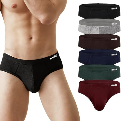 HAGOT Slip Homme Lot de 6, Slip Homme Modal, Slips pour Hommes avec Ceinture Élastiqu, Respirant Athlétique