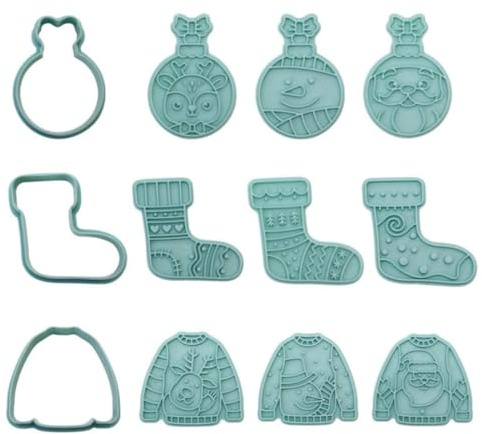 VYNZOR Juego de 12 Cortadores de Galletas de Navidad, Moldes Navideños para Repostería, Cortapastas para Hacer Biscuits, Galletas y Pasteles, Material Seguro y Fácil de Limpiar