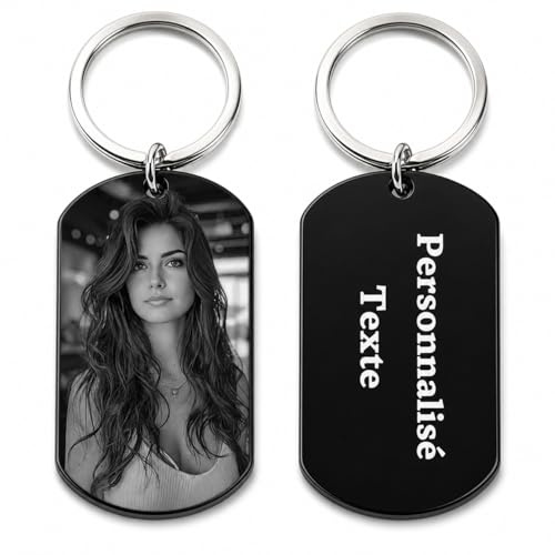 Sophon Porte-clés personnalisé photo – Thème “Mindset/Attitude”, Gravure Laser Noir et Blanc, Double Face avec Texte Personnalisable, Cadeau pour Anniversaire et Occasions Spéciales
